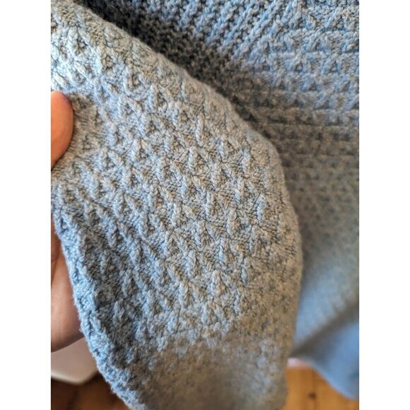 J Jill Cable Knit Sweater Women Small Petite Blue Button Hem Detail Pullover - Picture 4 of 16